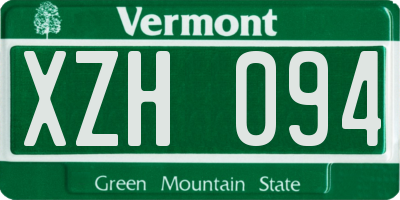 VT license plate XZH094
