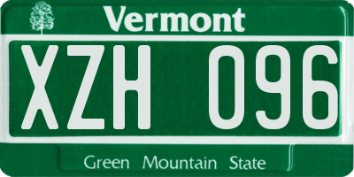 VT license plate XZH096