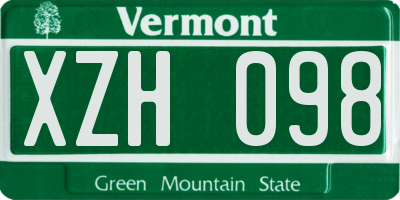 VT license plate XZH098