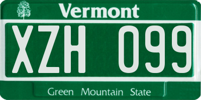 VT license plate XZH099