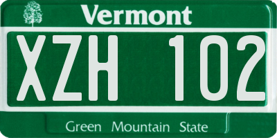 VT license plate XZH102