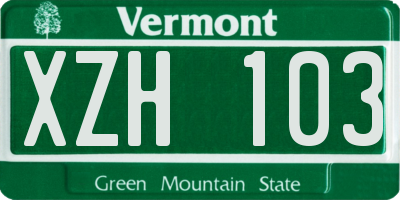 VT license plate XZH103