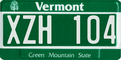 VT license plate XZH104