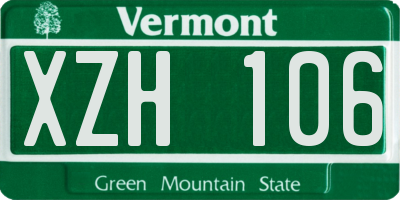 VT license plate XZH106