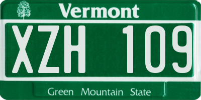 VT license plate XZH109