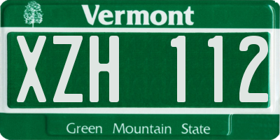 VT license plate XZH112