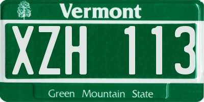 VT license plate XZH113