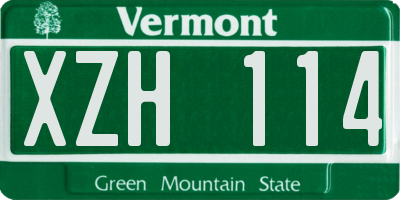 VT license plate XZH114