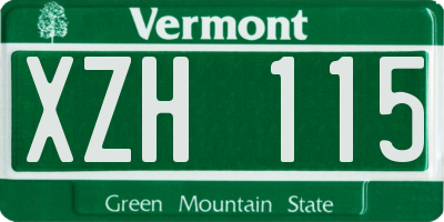VT license plate XZH115