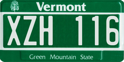 VT license plate XZH116