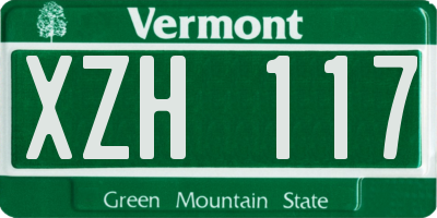 VT license plate XZH117