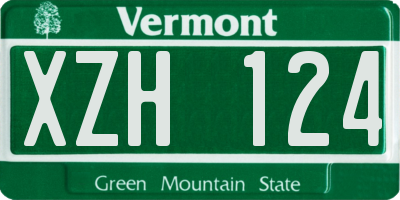 VT license plate XZH124