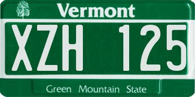 VT license plate XZH125