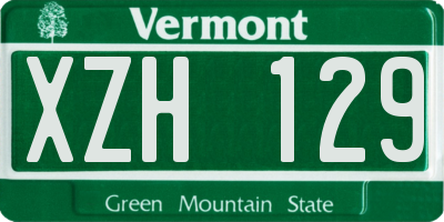 VT license plate XZH129