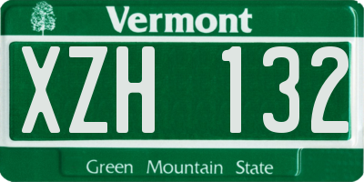 VT license plate XZH132