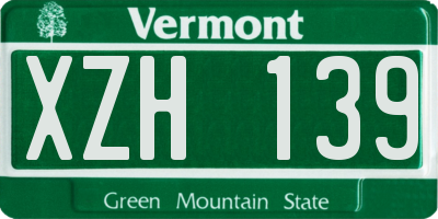 VT license plate XZH139