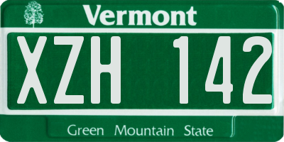 VT license plate XZH142