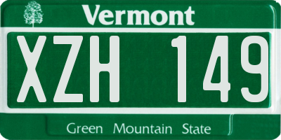 VT license plate XZH149