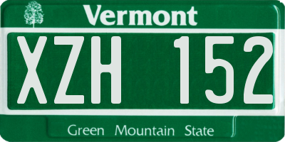 VT license plate XZH152
