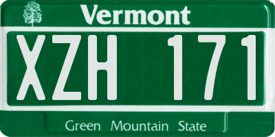 VT license plate XZH171