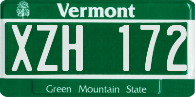 VT license plate XZH172