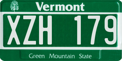 VT license plate XZH179
