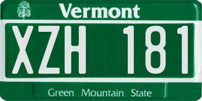 VT license plate XZH181