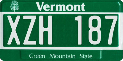 VT license plate XZH187
