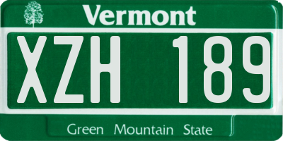 VT license plate XZH189