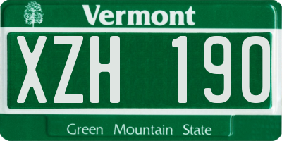 VT license plate XZH190
