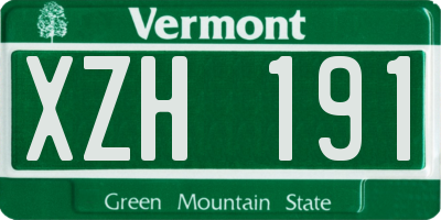 VT license plate XZH191