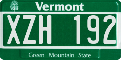 VT license plate XZH192