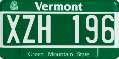 VT license plate XZH196
