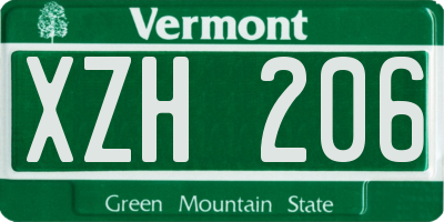 VT license plate XZH206