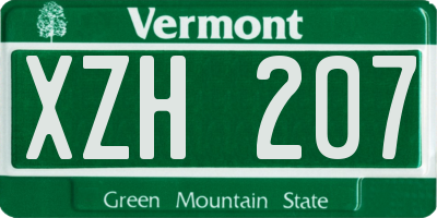 VT license plate XZH207