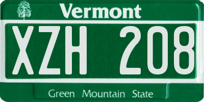VT license plate XZH208