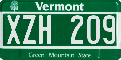 VT license plate XZH209