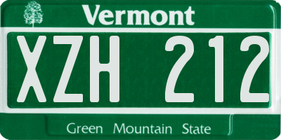 VT license plate XZH212