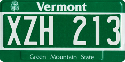 VT license plate XZH213