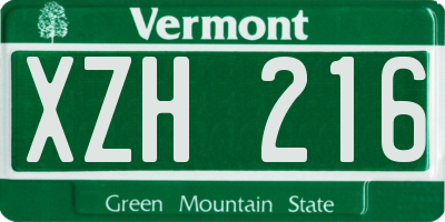 VT license plate XZH216