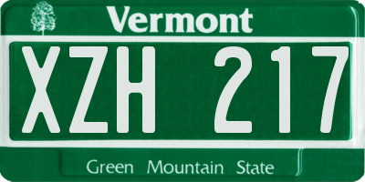 VT license plate XZH217