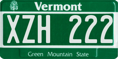 VT license plate XZH222