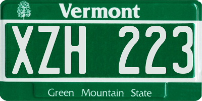 VT license plate XZH223