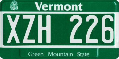 VT license plate XZH226
