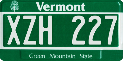 VT license plate XZH227
