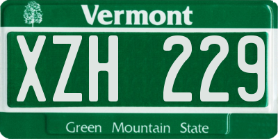 VT license plate XZH229