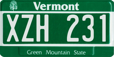VT license plate XZH231