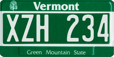 VT license plate XZH234