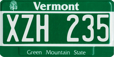 VT license plate XZH235
