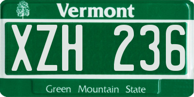 VT license plate XZH236